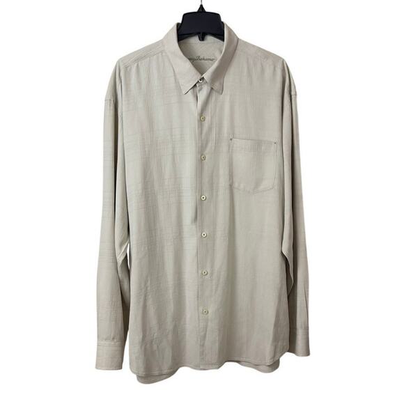Tommy Bahama Shirt Mens XXL Beige 100% Silk Long Sleeve Button Up - Picture 1 of 15